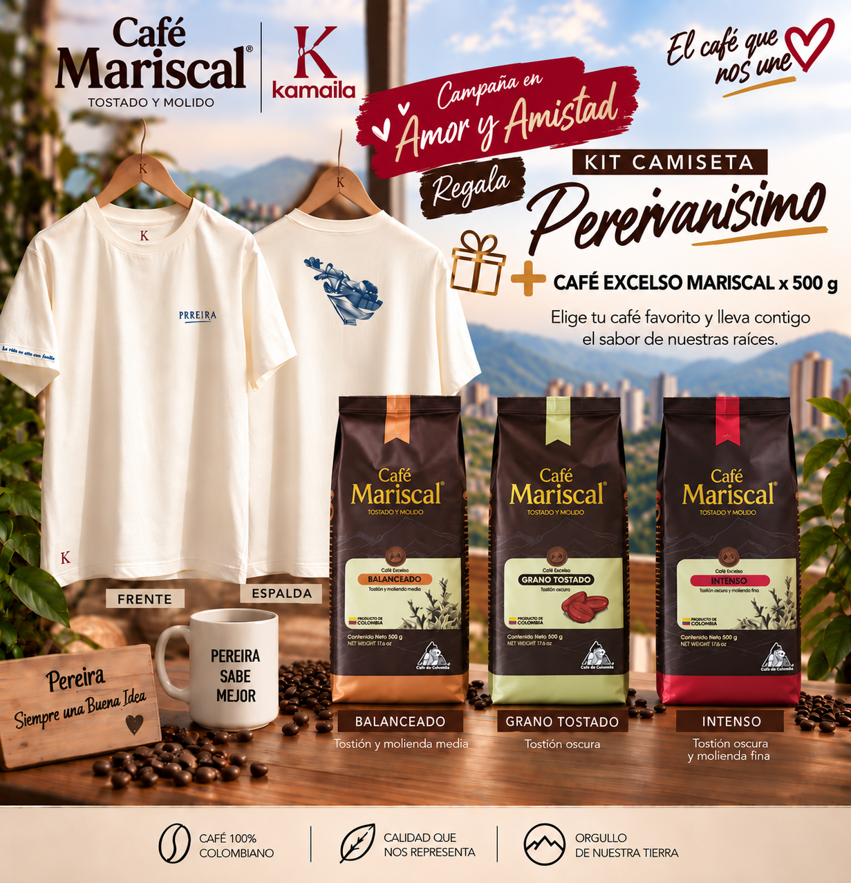 Kit camiseta Pereiranisimo + Café Excelso x 500g 💛💙❤️